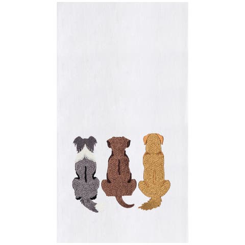 Dog Tails Trio Kitchen and Bathroom Embroidered Waffle Hand Towel