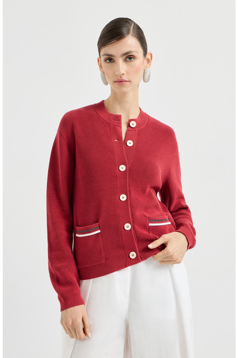 Cotton cardigan, Main, color, Ruby