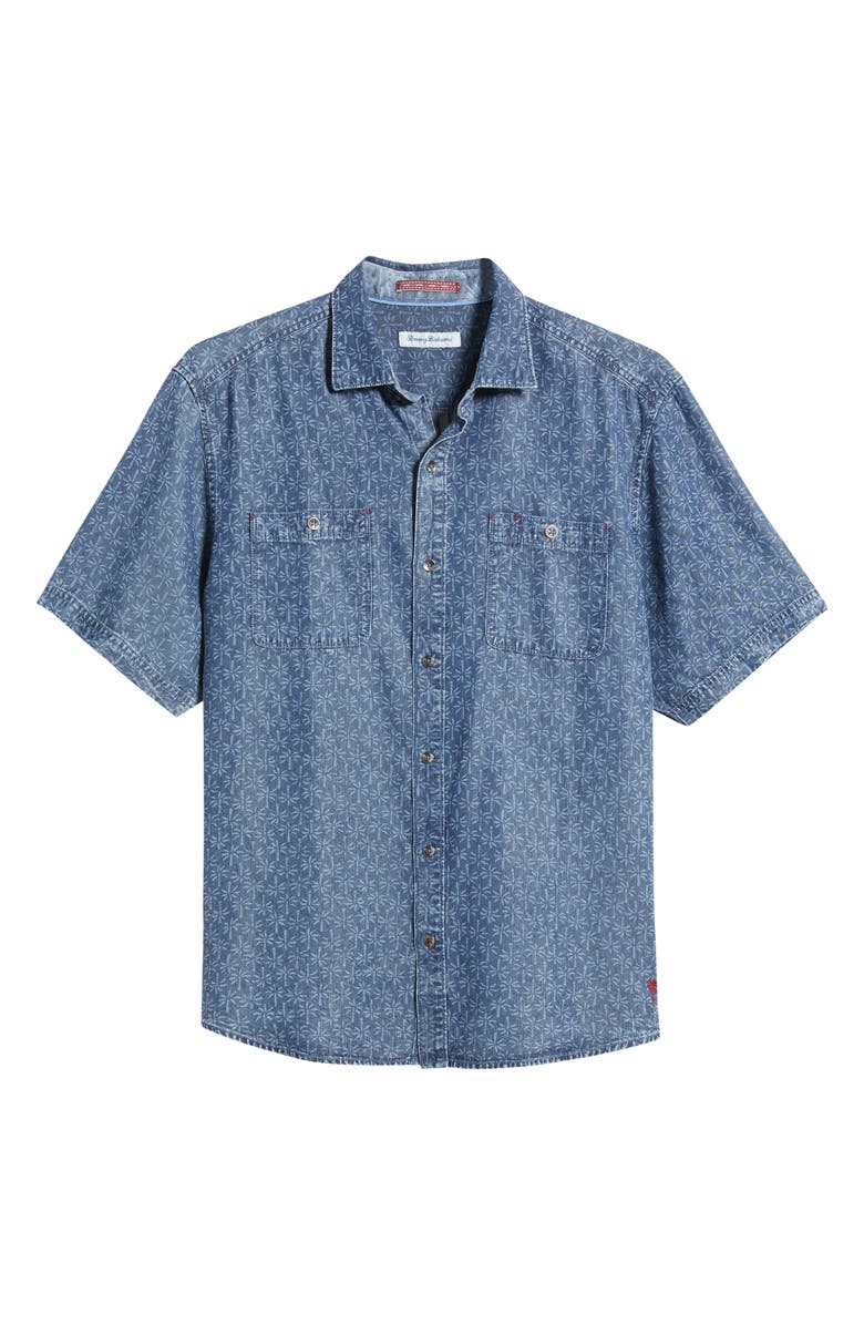 Tommy Bahama Polonia Palms Short Sleeve Lyocell Button-Up Shirt, Alternate, color, Indigo
