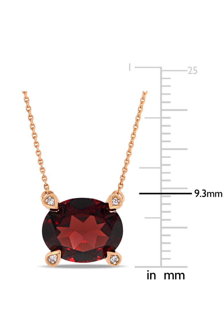 Oval-Cut Garnet & Diamond Necklace 10k, Alternate, color, Garnet