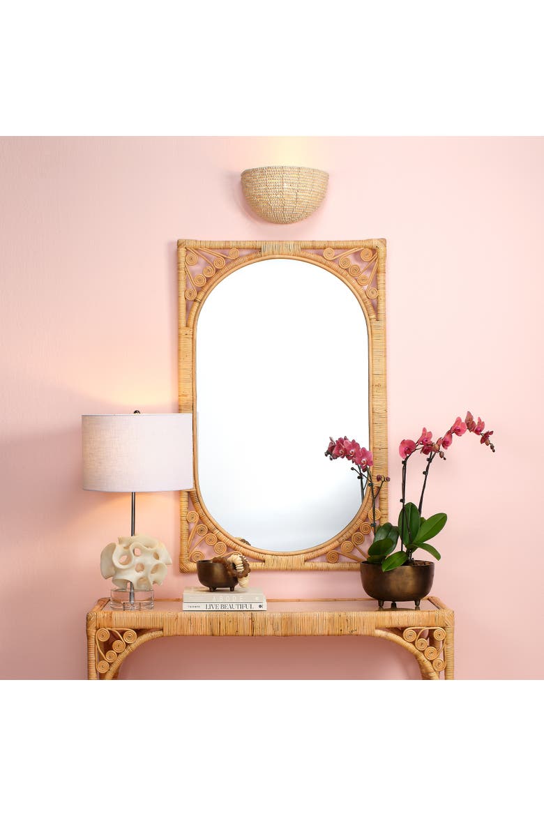 Barnacle 1-Light Beaded Demi Lune Wall Sconce, Natural, Alternate, color, Natural