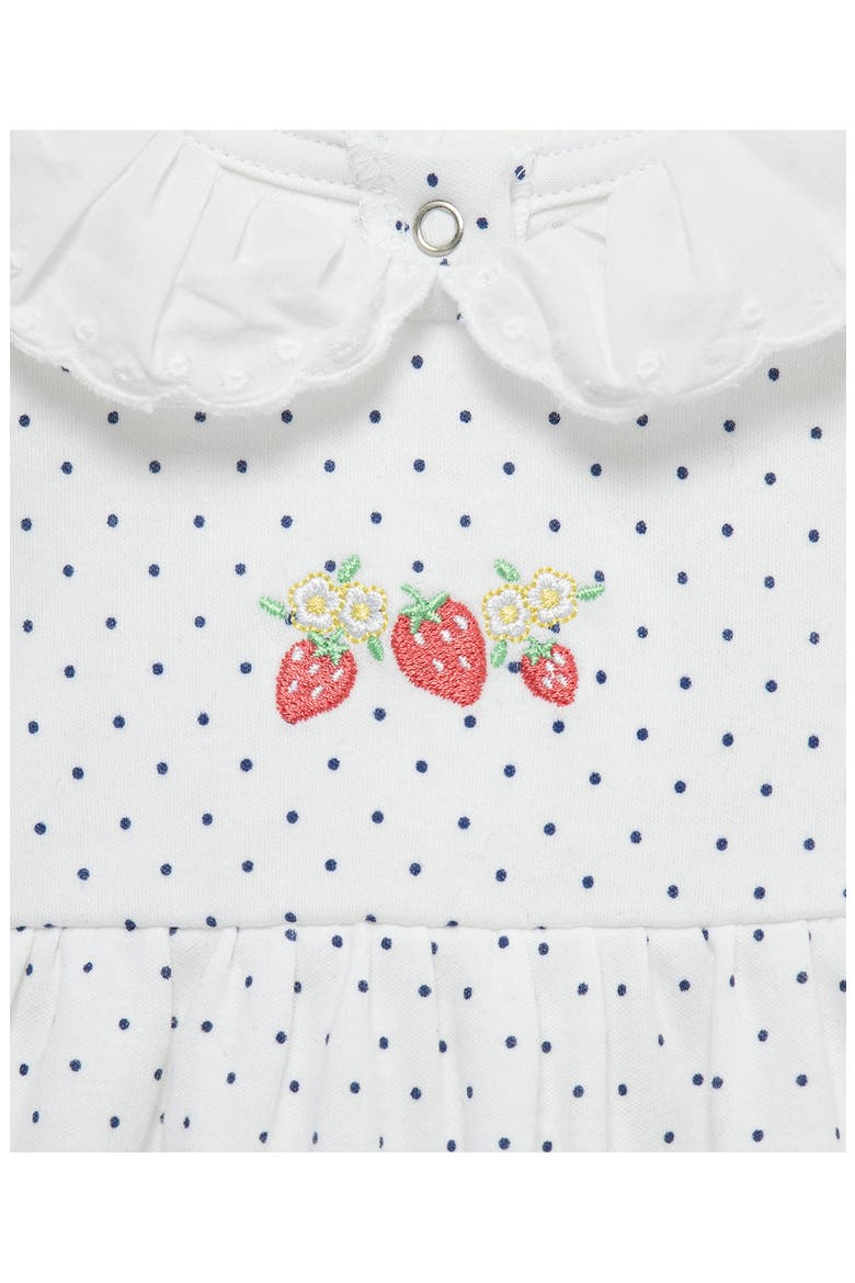 Strawberry Polka Dot Romper & Headband Set, Alternate, color, WHITE/ BLUE