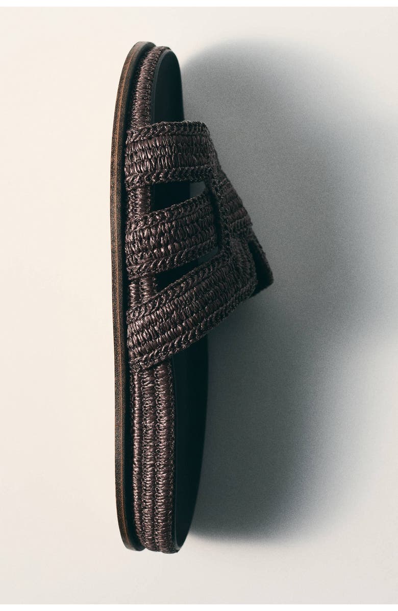 H&M Braided straw sandals, Main, color, Dark Brown