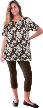 Roaman's Plus Size Ultimate Cotton Crewneck Short Sleeve Swing Tee
