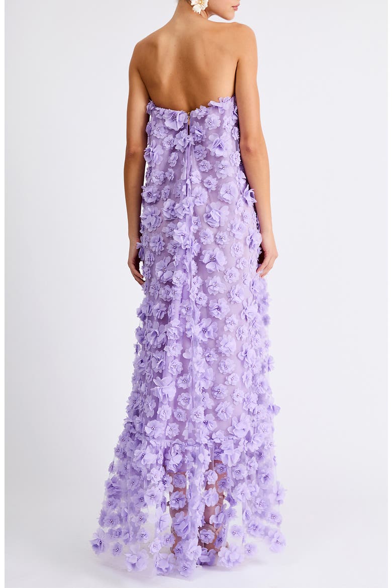 Athena Floral Appliqué & Sequin Strapless Gown, Alternate, color, LAVENDER