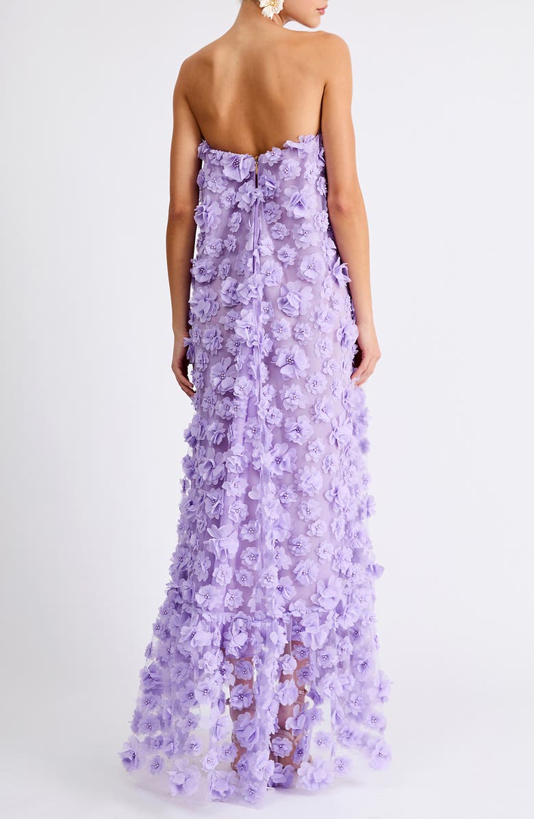 HELSI Athena Floral Appliqué & Sequin Strapless Gown, Alternate, color, Lavender