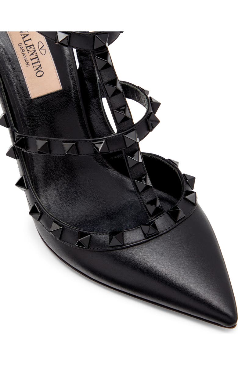 Valentino Garavani Rockstud Patent T-Strap Pointed Toe Pump, Alternate, color, Nero