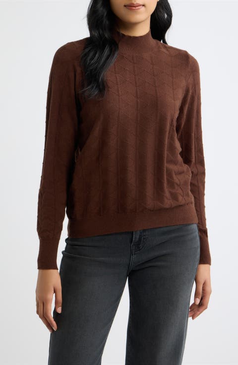 Pattern Mock Neck Sweater