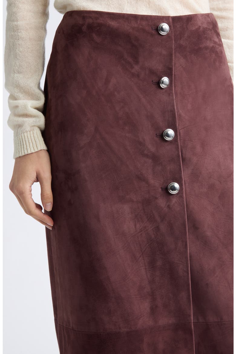Pinkard Suede Midi Skirt, Alternate, color, DEEP CHERRY