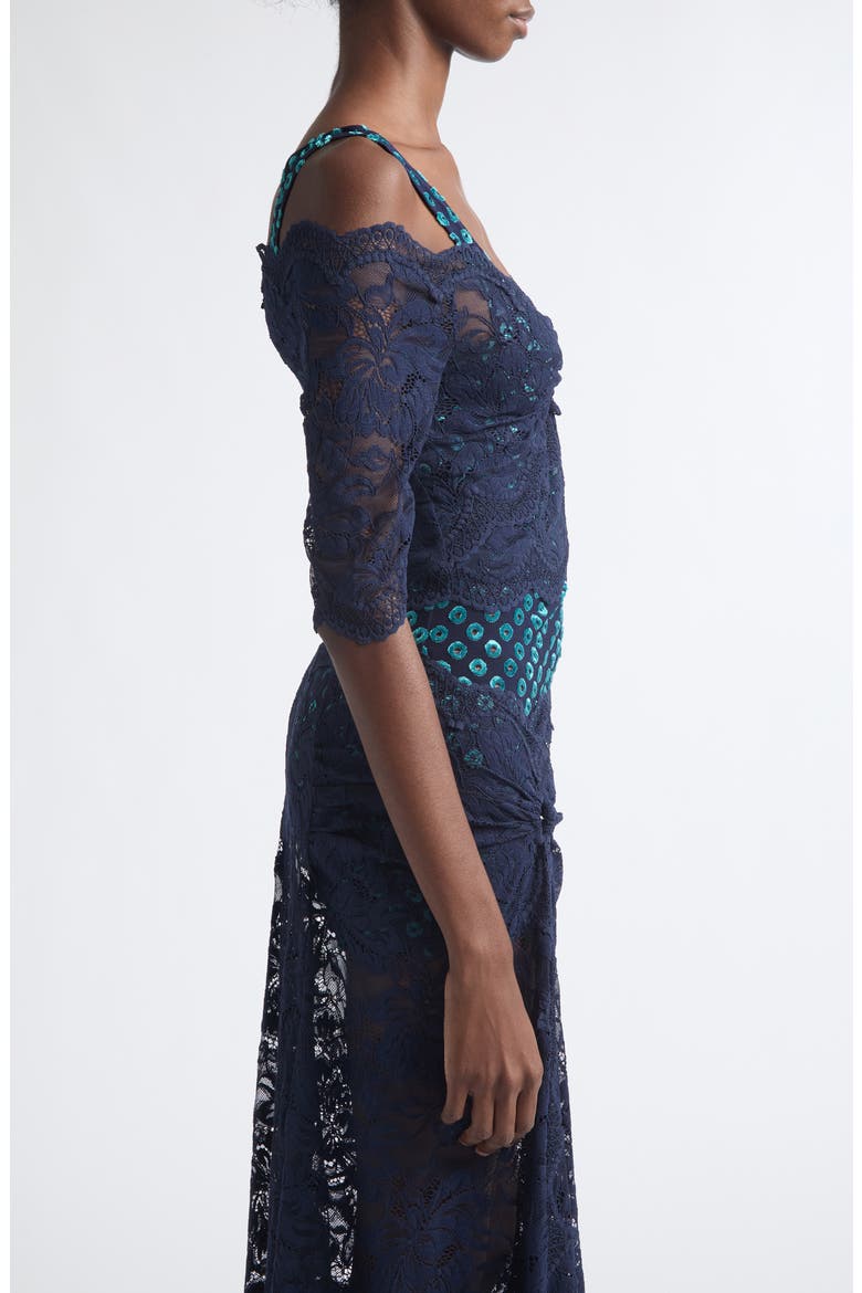 Trompe l'Oeil Lace Top, Alternate, color, DEEP NAVY