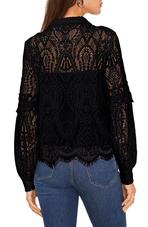 VINCE CAMUTO VINCE CAMUTO EMBROIDERED LACE BUTTON-UP BLOUSE