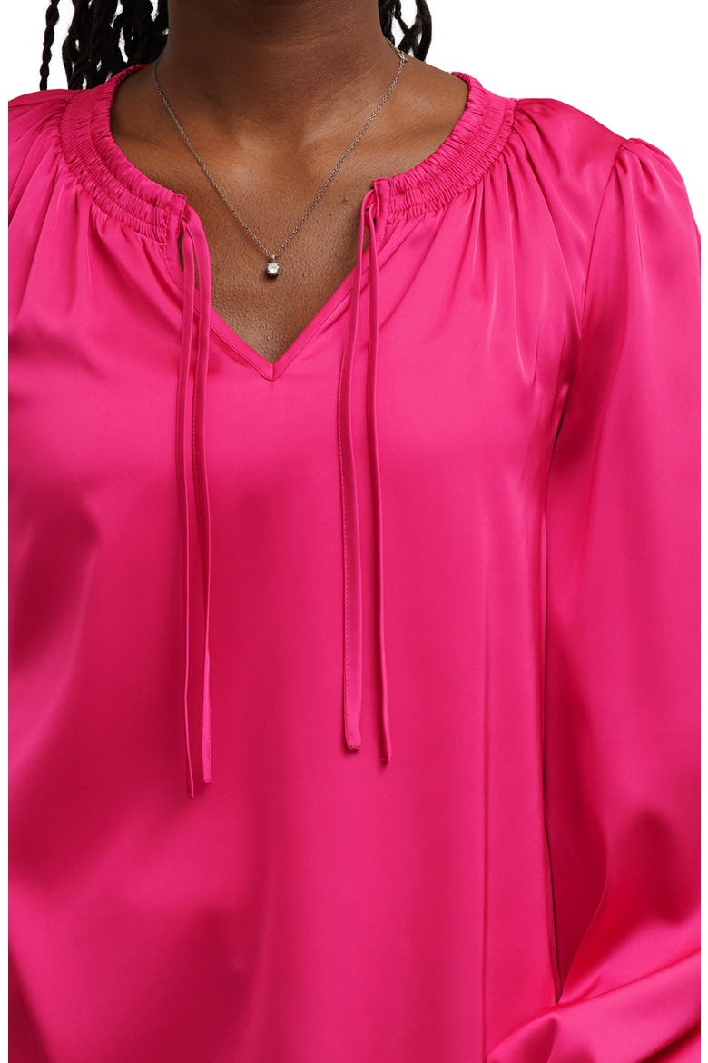 Solid Tie Blouse, Alternate, color, FUSCHIA