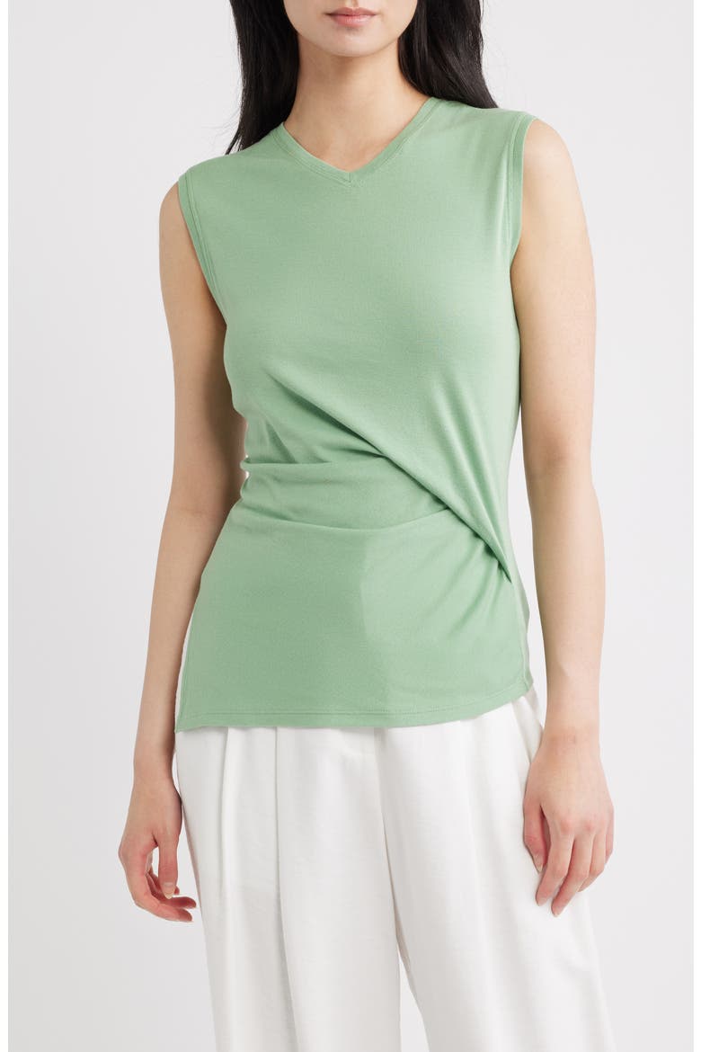 Side Twist Modal & Pima Cotton Tank, Main, color, DELICATE GREEN