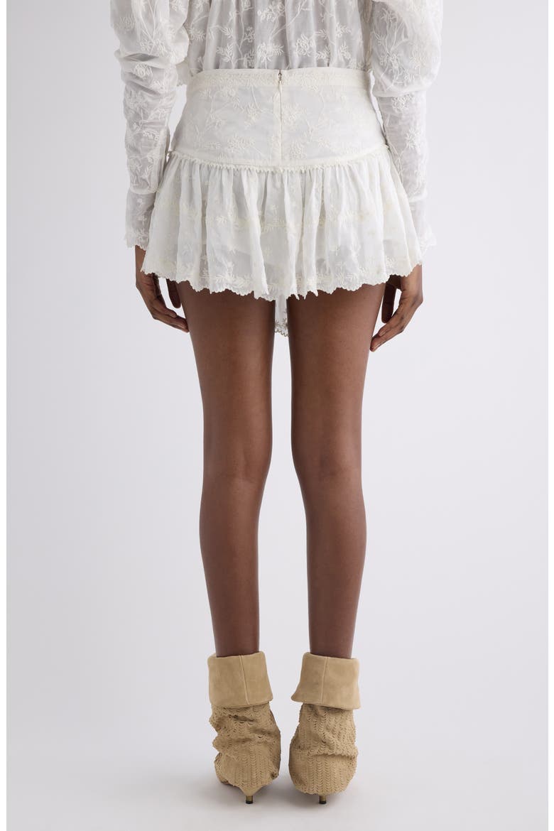 Zoelia Embroidered Cotton & Silk Miniskirt, Alternate, color, WHITE