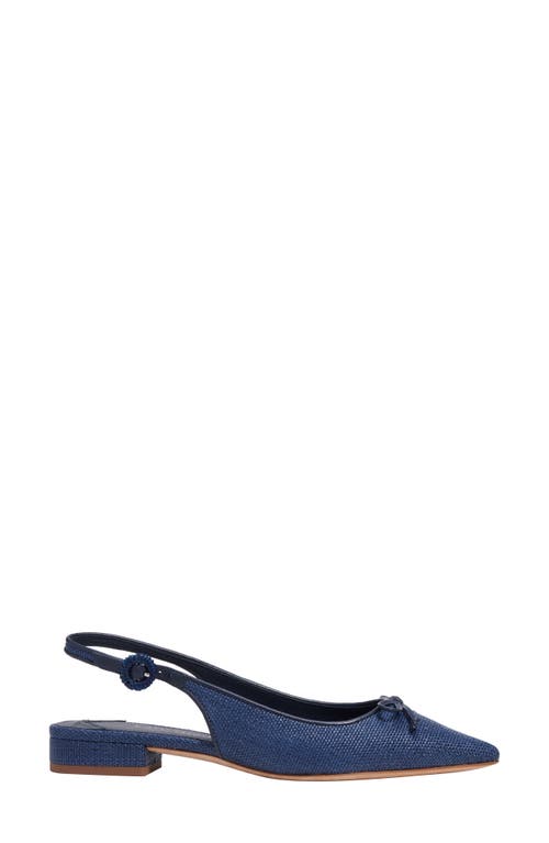 Kate Spade Veronica Raffia Sling-back Pointed Ballet Flats In Blue