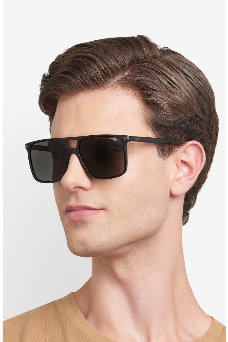 59mm Polarized Navigator Sunglasses, Alternate, color, MATTE BLACK/ GREY PZ