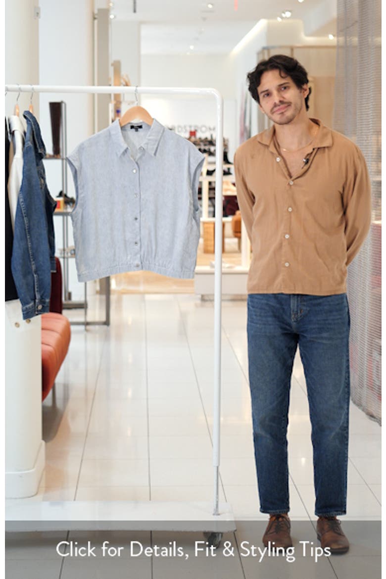 Dolman Sleeve Crop Linen Blend Chambray Button-Up Shirt video