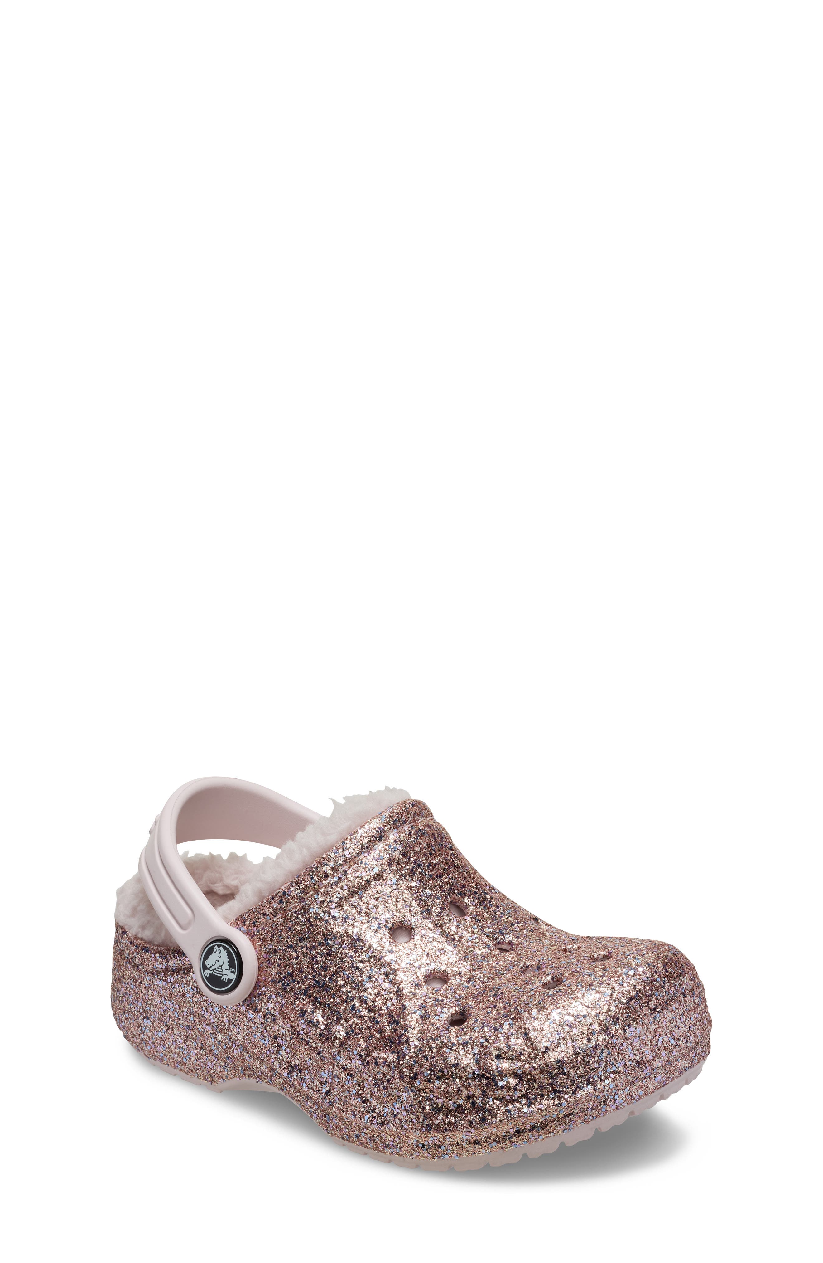 CROCS Kids' Glitter Faux Shearling Lined Clog