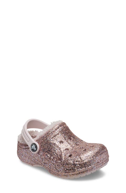 Kids' Glitter Faux Shearling Lined Clog (Walker, Toddler & Little Kid)