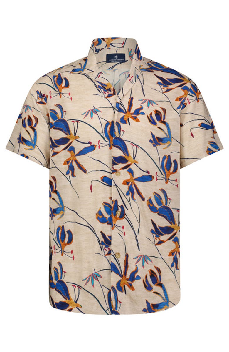 Luchiano Visconti Tropical Print Short Sleeve Shirt, Main, color,