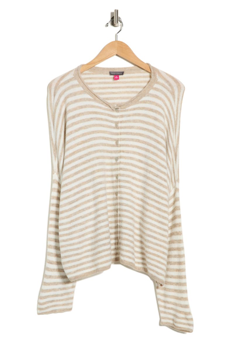 Stripe Cotton Cardigan, Main, color, OATMEAL