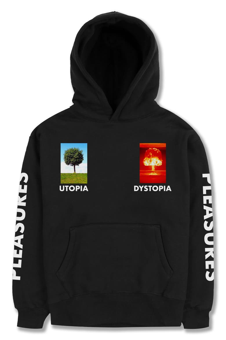 Somewhere Graphic Hoodie, Alternate, color, BLACK