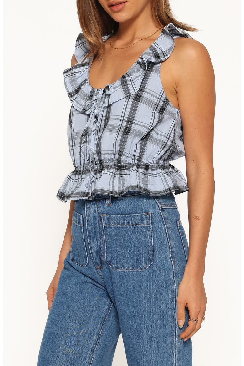 Traci Ruffle Peplum Top, Alternate, color, ICY BLUE PLAID