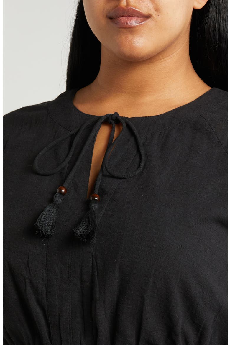 Eliza Embroidered A-Line Dress, Alternate, color, BLACK
