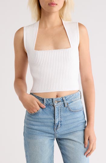 Square Neck Sleeveless Knit Top