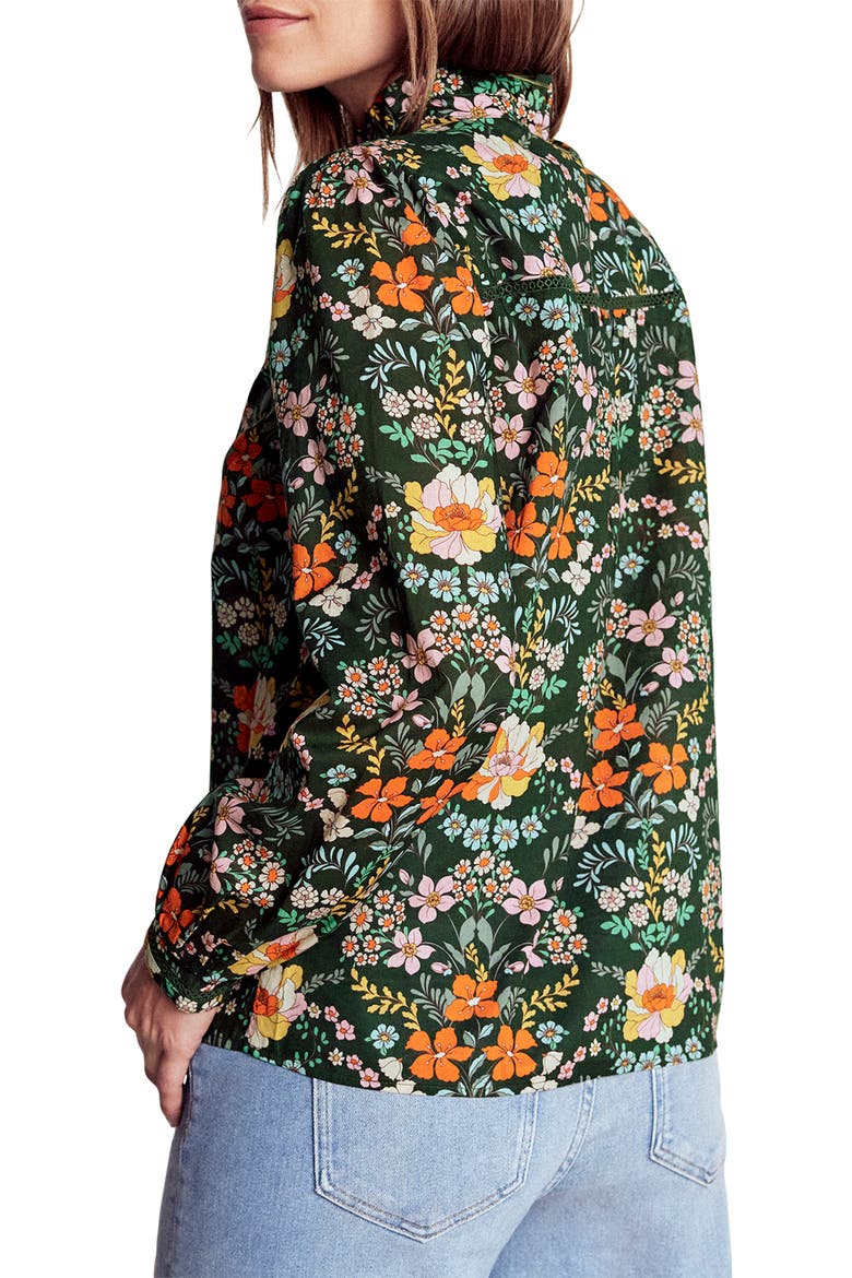 Helena Floral Cotton Button-Up Shirt, Alternate, color, GREEN FLRISHING GARDEN