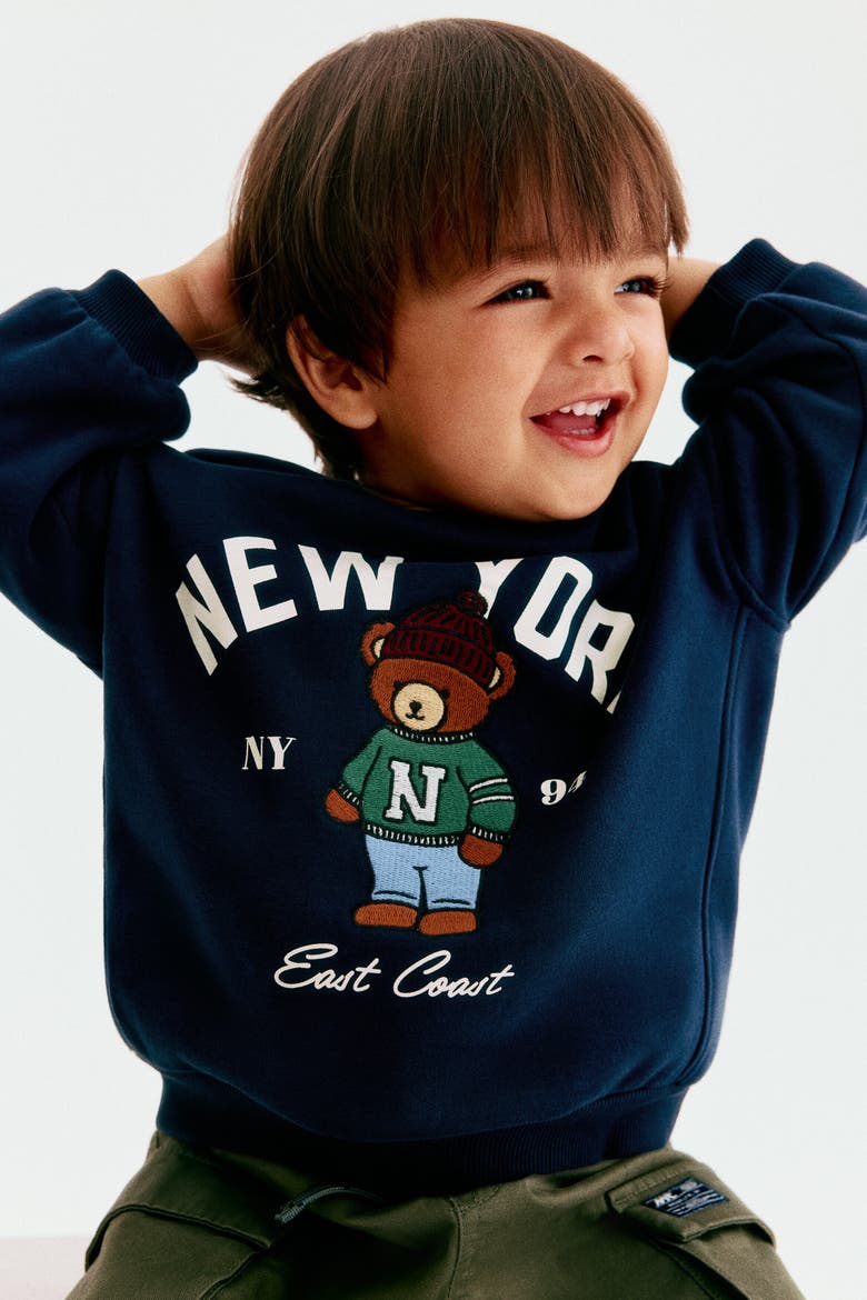 Sweatshirt With Motif, Alternate, color, Navy blue/New York