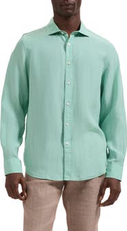 Bugatchi Axel Shaped Fit Linen Button-Up Shirt