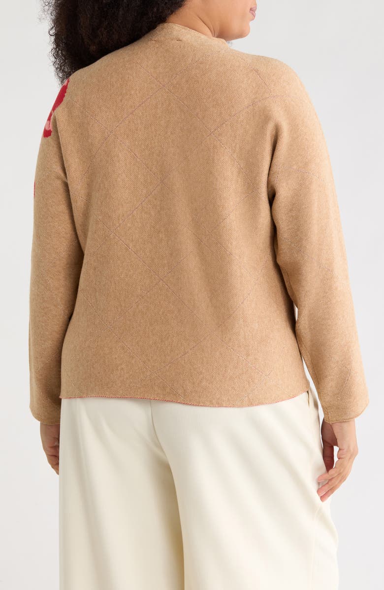 Joseph A Floral Diamond Jacquard Sweater, Alternate, color, Diamond Floral Camel