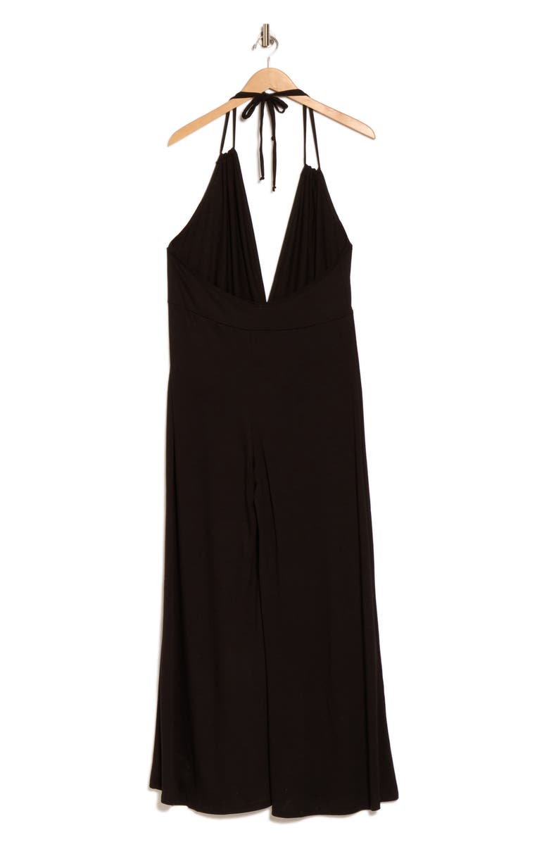 GO COUTURE Plunge Strap Wide Leg Jumpsuit, Alternate, color, Black