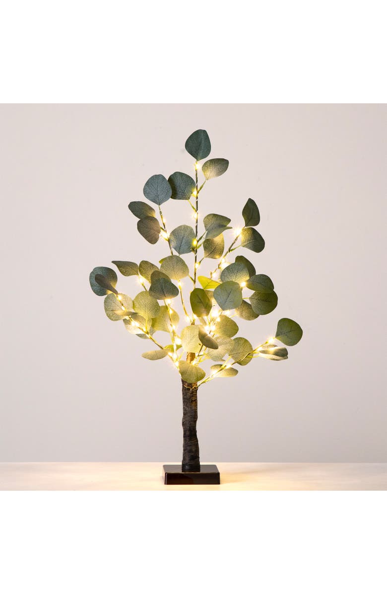 NEARLY NATURAL 2-ft Lighted Artificial Eucalyptus Tree with 60 Warm White LED Lights, Alternate, color, Green