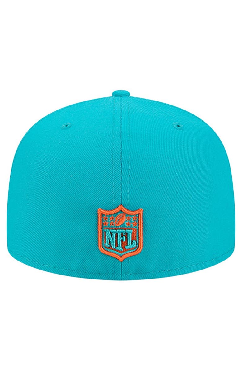 New Era Men's New Era  Aqua Miami Dolphins Group Chat 59FIFTY Fitted Hat, Alternate, color, Aqua