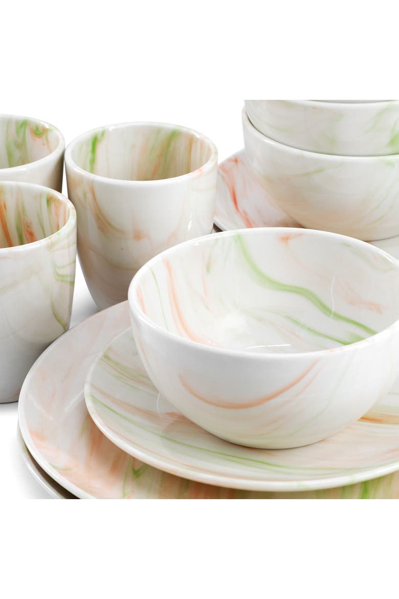 Fine Marble 16 Piece Porcelain Dinnerware Set, Alternate, color, Multi