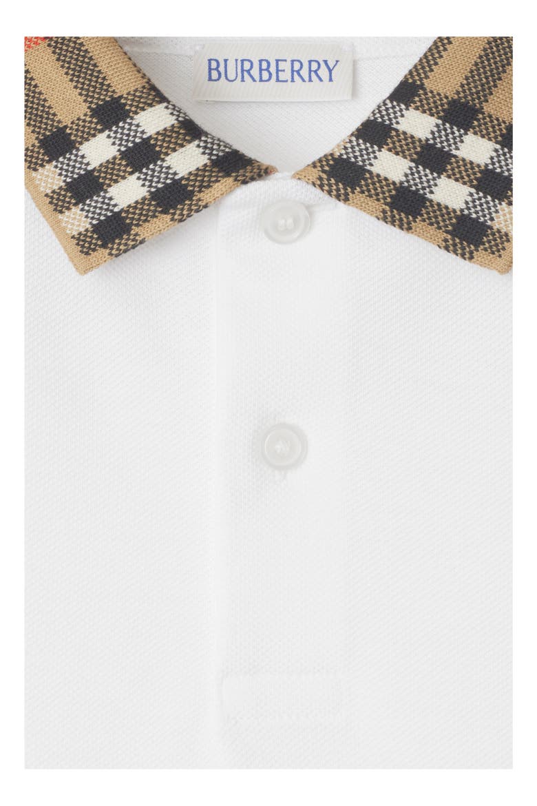 Check Collar Cotton Polo Shirt, Alternate, color, White