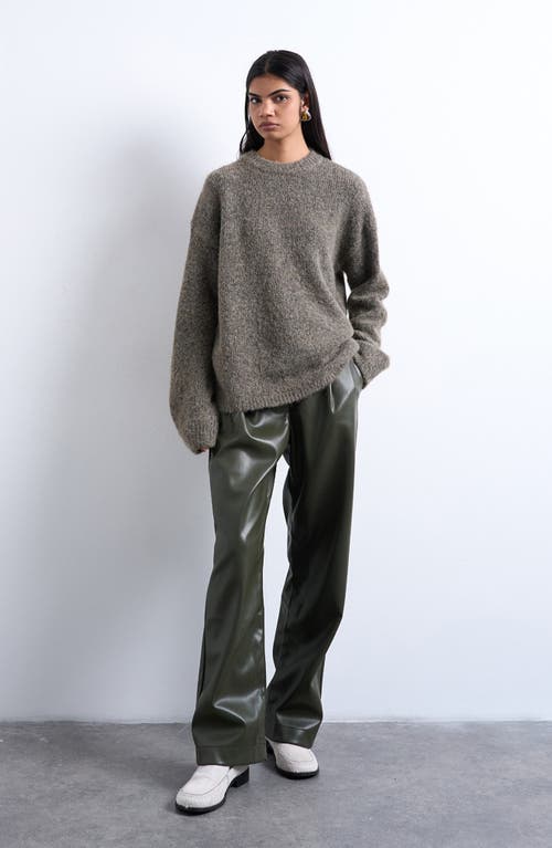 Topshop Fluffy Oversize Crewneck Sweater In Gray