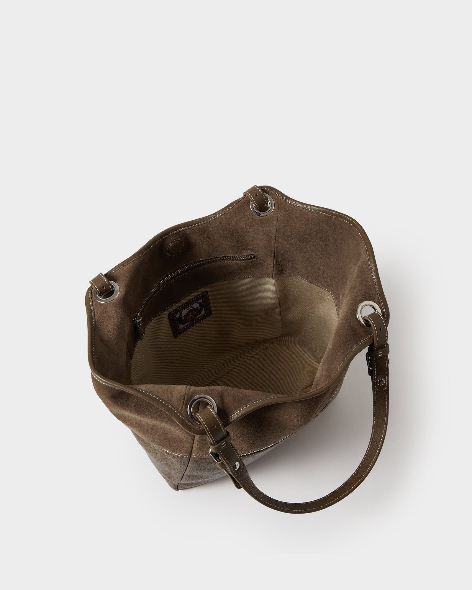 The Luxe Woodstock Suede & Leather Tote Bag, Alternate, color, Dark Truffle
