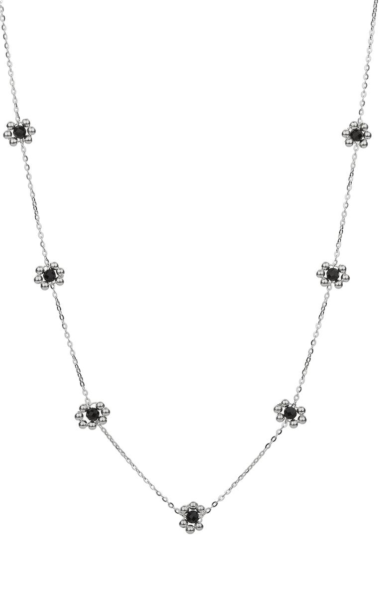 Bearfruit Jewelry Sterling Silver 18k Gold Plated Dari Flower Necklace Dainty Minimal, Main, color, Silver