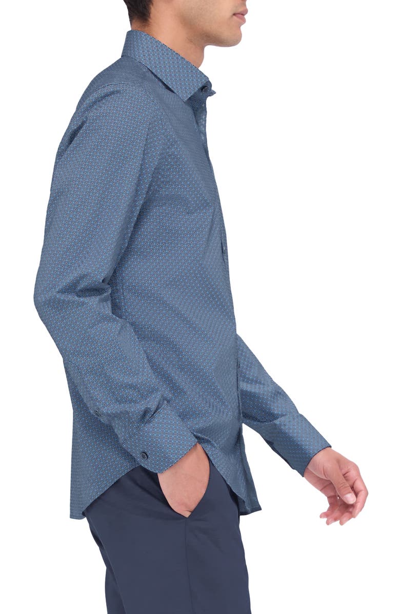 Bugatchi Axel Shaped Fit Mosaic Print Stretch Button-Up Shirt, Alternate, color, 