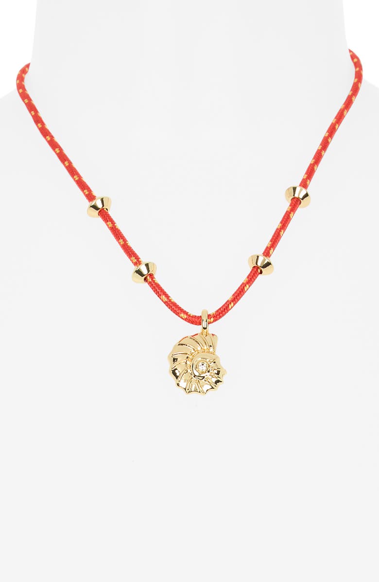 BaubleBar Join the New Wave Shell Pendant Necklace, Alternate, color, Red