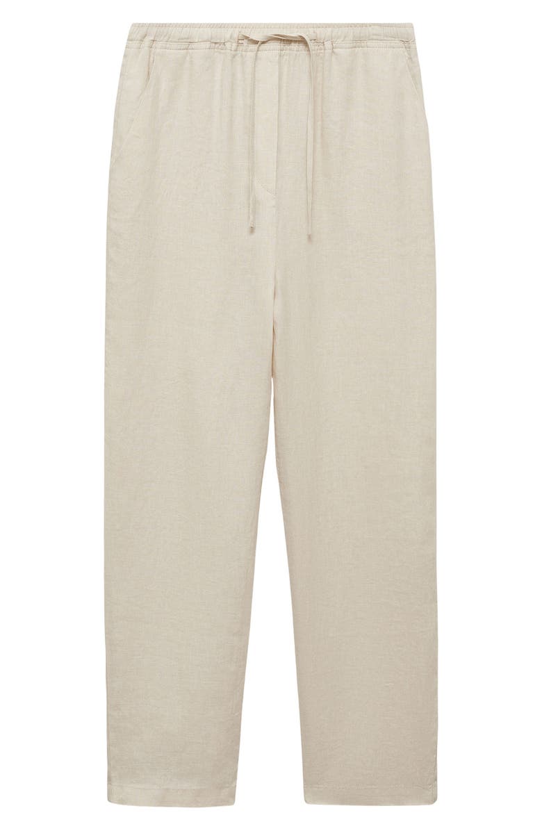 MANGO Linen Drawstring Pants, Main, color, Beige
