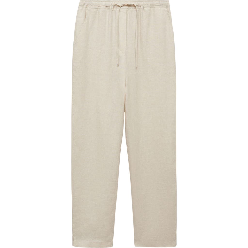 MANGO MANGO LINEN DRAWSTRING PANTS