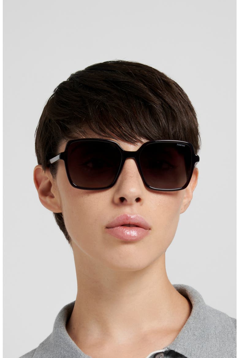 56mm Polarized Square Sunglasses, Alternate, color, VIOLET/ BROWN SF PZ