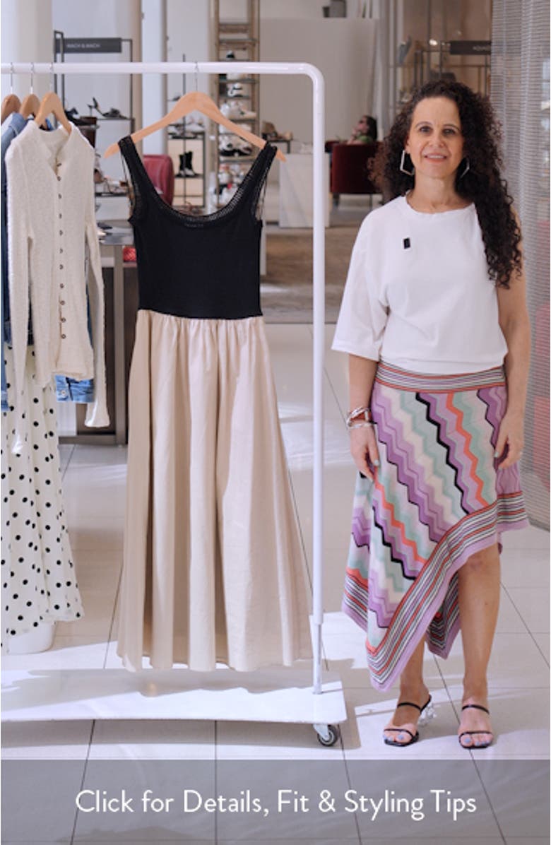 Square Neck Mixed Media Midi Dress, sales video thumbnail