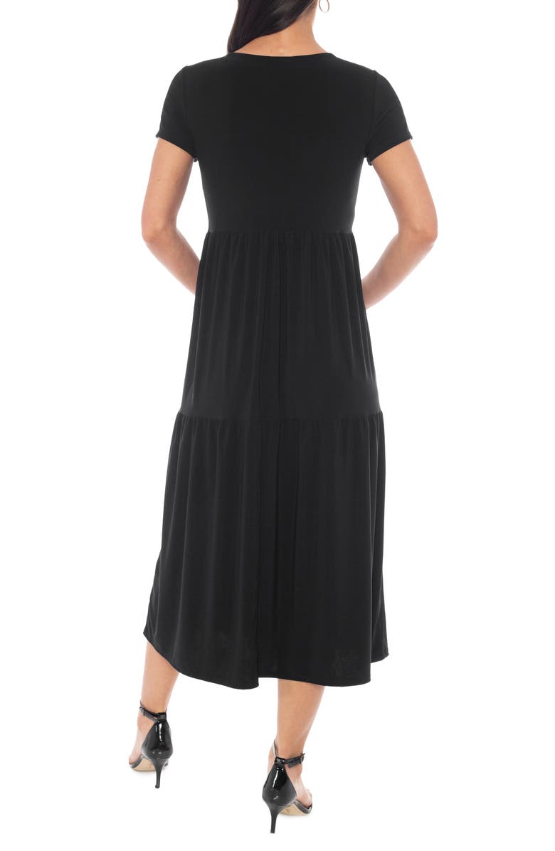 TASH AND SOPHIE Short Sleeve Tiered Midi Dress, Alternate, color, Black