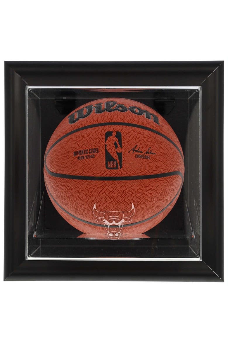 Chicago Bulls Black Framed Wall-Mountable Team Logo Basketball Display Case, Main, color, Black