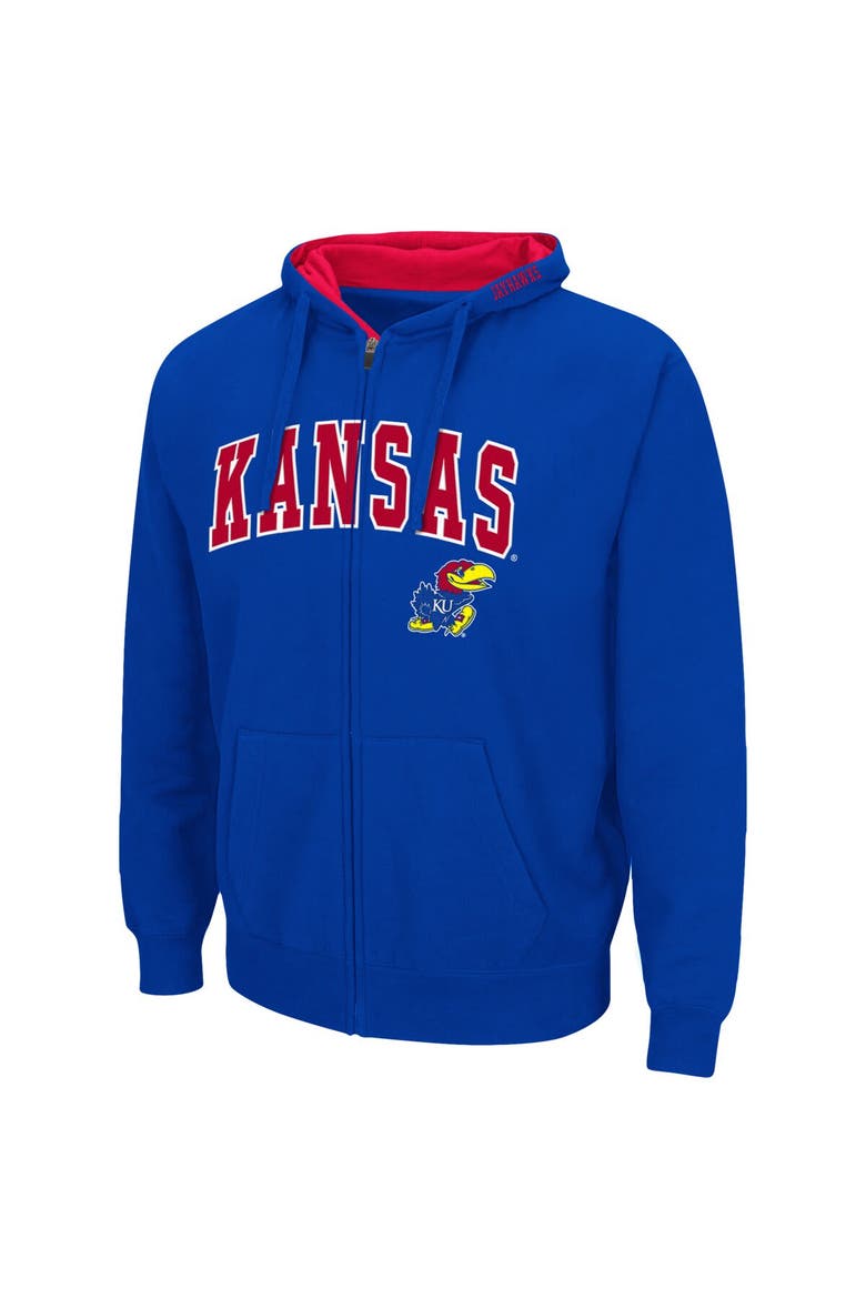 Men's Colosseum Royal Kansas Jayhawks Arch & Logo 3.0 Full-Zip Hoodie, Alternate, color, Royal